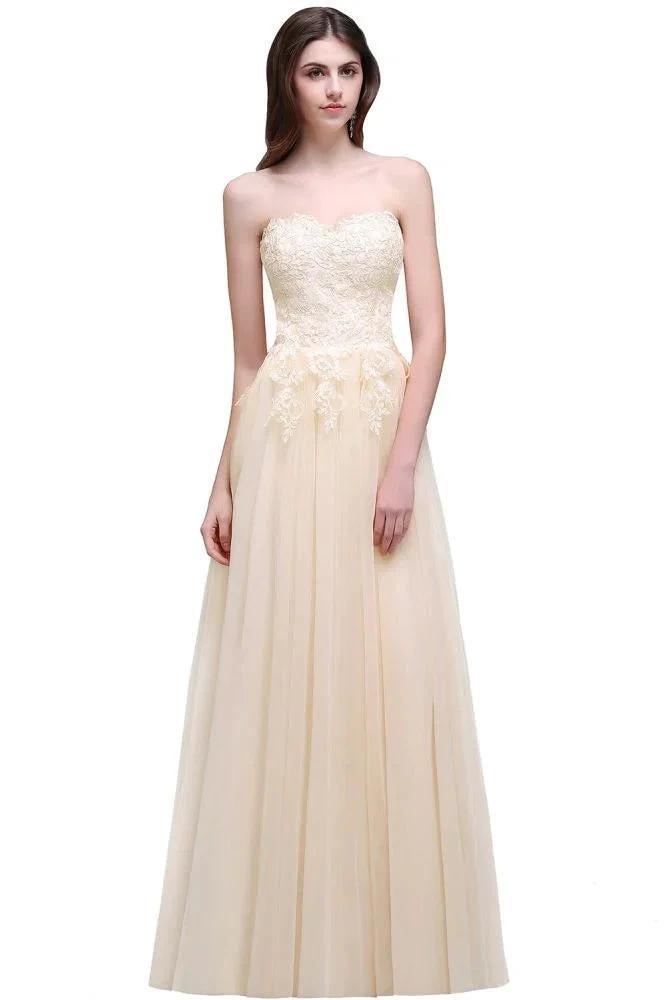 Tulle Aline Floor Length Appliques Prom Dress by misshow.com