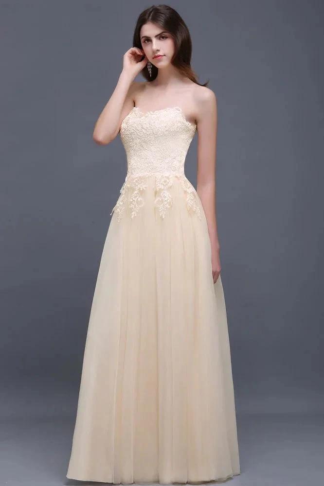 Tulle Aline Floor Length Appliques Prom Dress by misshow.com