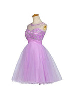Tulle Appliques Beads Open Back Short Homecoming Dresses PG055 by pgmdress