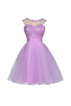 Tulle Appliques Beads Open Back Short Homecoming Dresses PG055 by pgmdress