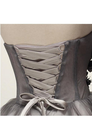 Vestido de fiesta corto de tul gris, vestido de regreso a casa, vestido de cóctel PG130