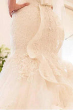 Tulle Mermaid Wedding Dress With Lace Appliques WD299 by pgmdress