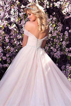 Tulle Off-the-shoulder Neckline A-line Wedding Dress With Beading WD215 by pgmdress