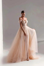 Tulle Prom Dress A-Line Long Shining Beads Prom Gown by Anne of Brittany