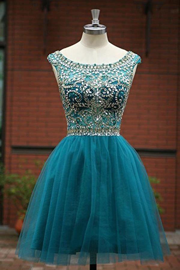 Tulle Scoop Neckline A Line Homecoming Dresses Prom Dresses PG050 by pgmdress
