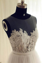 Tulle Scoop Neckline A-line Wedding Dresses With Lace Appliques WD251 by pgmdress