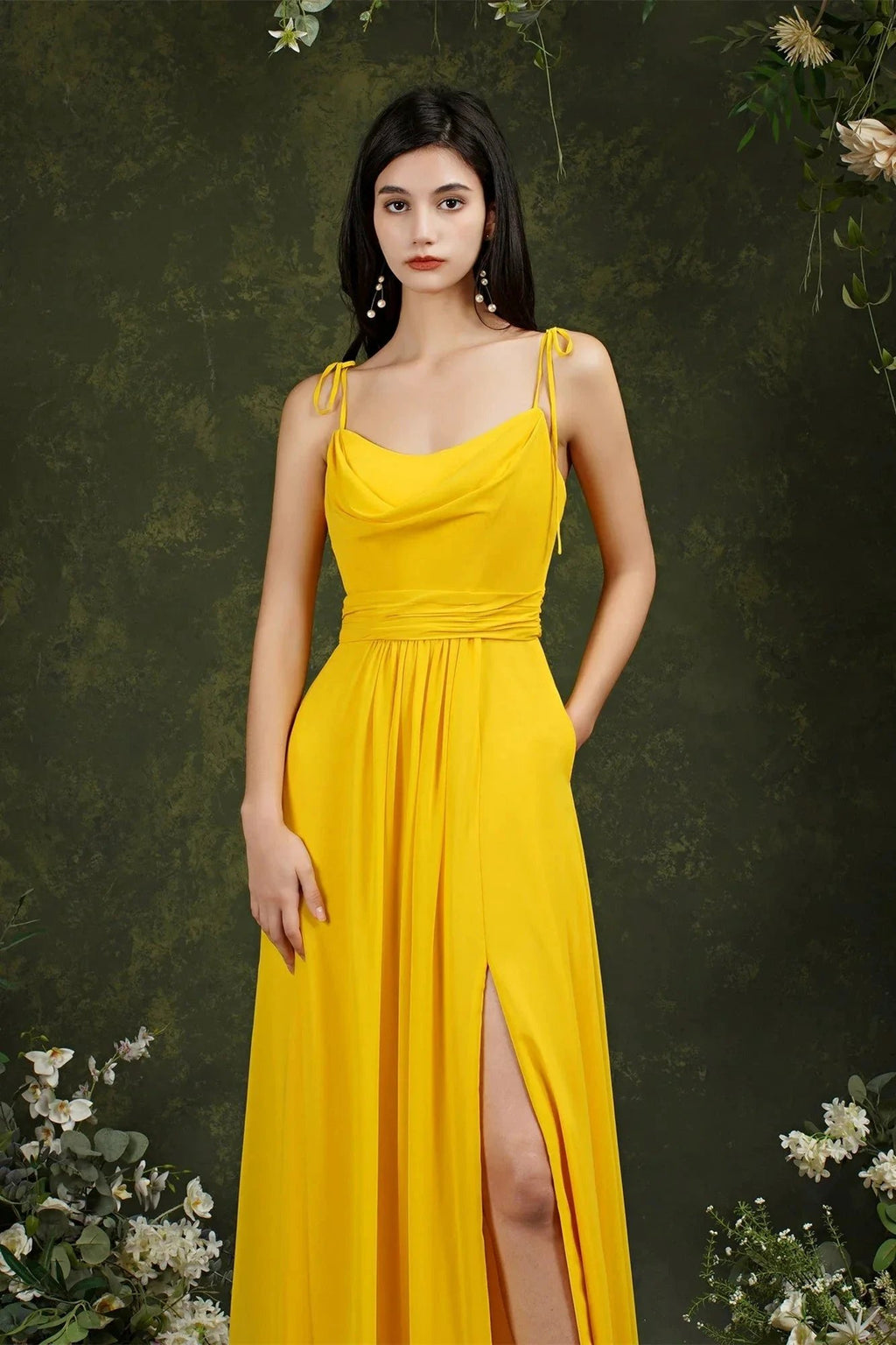 Tulle Spaghetti strapes Aline Split Front Prom dress by misshow.com