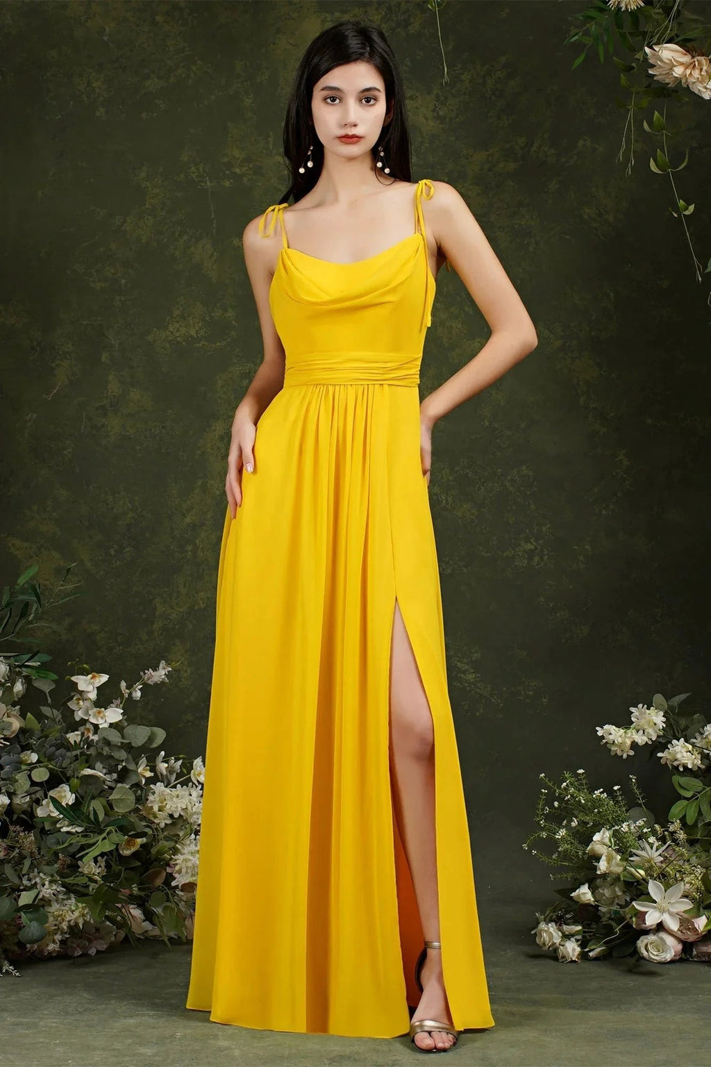 Tulle Spaghetti strapes Aline Split Front Prom dress by misshow.com