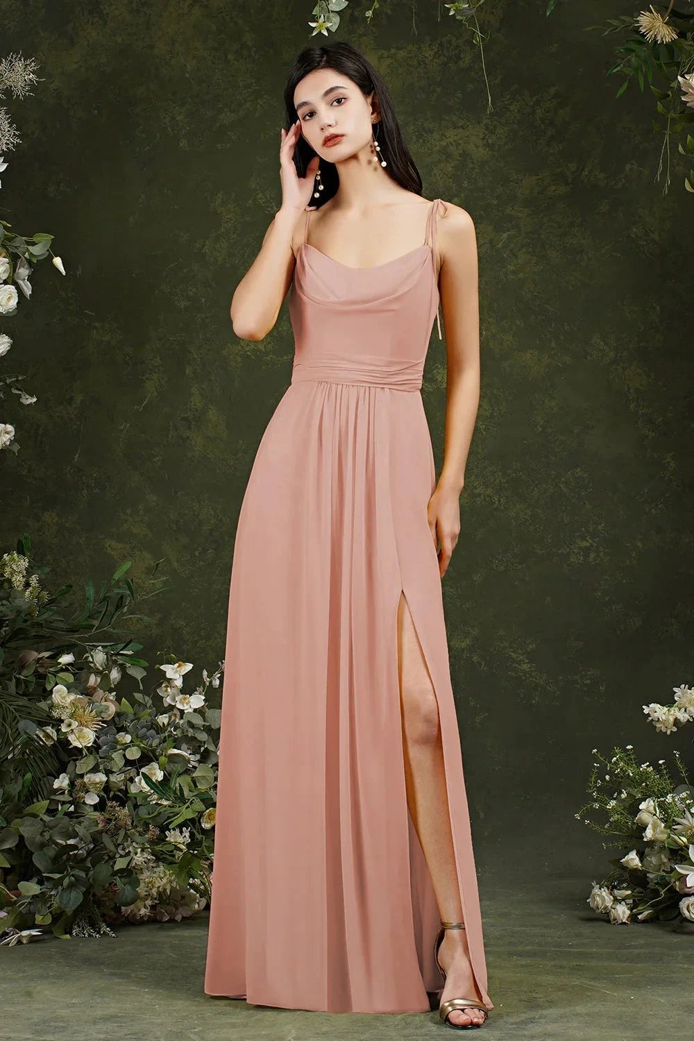 Tulle Spaghetti strapes Aline Split Front Prom dress by misshow.com