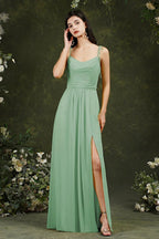 Tulle Spaghetti strapes Aline Split Front Prom dress by misshow.com