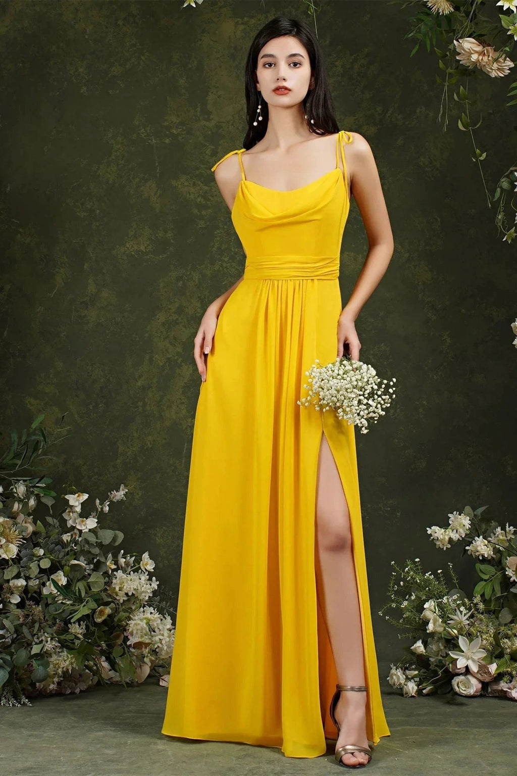 Tulle Spaghetti strapes Aline Split Front Prom dress by misshow.com