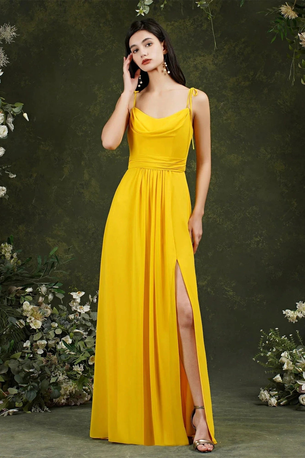 Tulle Spaghetti strapes Aline Split Front Prom dress by misshow.com