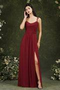 Tulle Spaghetti strapes Aline Split Front Prom dress by misshow.com