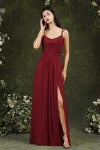 Tulle Spaghetti strapes Aline Split Front Prom dress by misshow.com