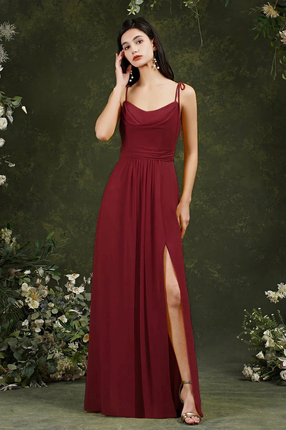 Tulle Spaghetti strapes Aline Split Front Prom dress by misshow.com