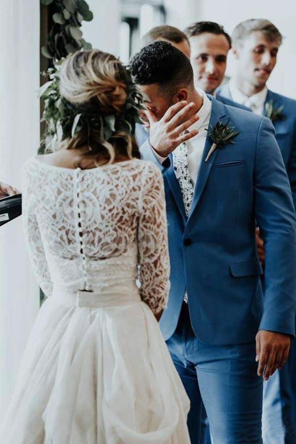 Two Piece 3/4 Sleeve Chiffon Wedding Dresses Wedding Dress WD314 by pgmdress