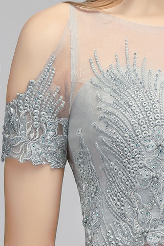 Zweiteilige bodenlange Chiffon-Ballkleider mit Applikationen