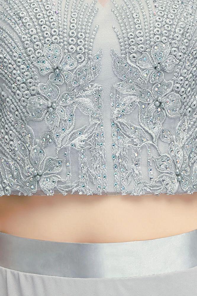 Two-piece Floor Length Appliqued Chiffon Prom Dresses by misshow.com