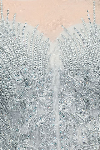 Zweiteilige bodenlange Chiffon-Ballkleider mit Applikationen