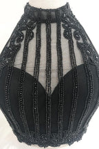 Two Piece High Neck Short Red Satin Homecoming Dress with Beading  PD164