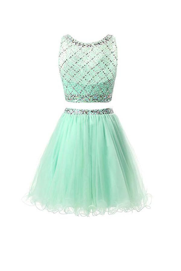 Two Piece Mint Tulle Homecoming Dresses Prom Dresses PG051 by pgmdress