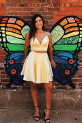 Two Piece Short Prom Dress Red Homecoming Dress with Tie Back PD326 by pgmdress