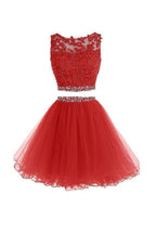 Two Pieces Prom Dresses Applique Short Homecoming Dresses PG036 by pgmdress