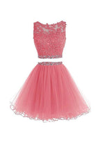 Two Pieces Prom Dresses Applique Short Homecoming Dresses PG036 by pgmdress