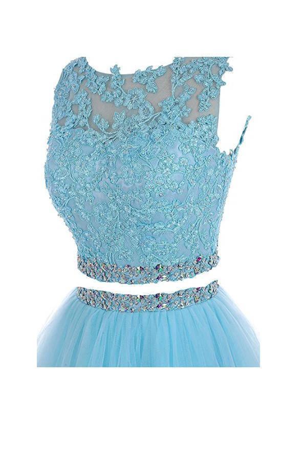Two Pieces Prom Dresses Applique Short Homecoming Dresses PG036 by pgmdress