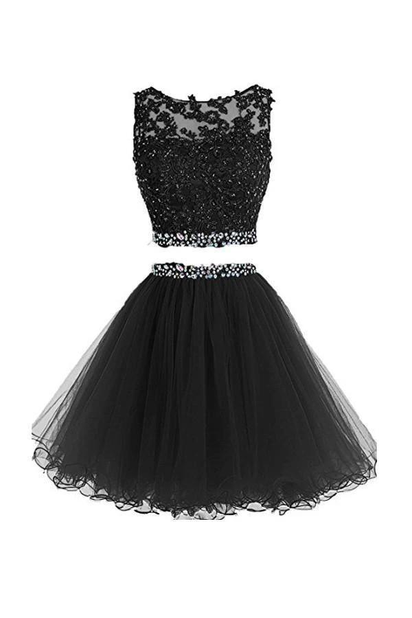 Two Pieces Prom Dresses Applique Short Homecoming Dresses PG036 by pgmdress