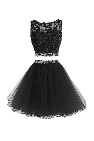Two Pieces Prom Dresses Applique Short Homecoming Dresses PG036