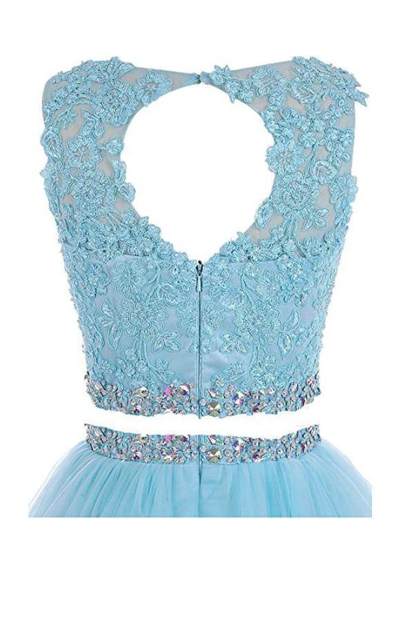 Two Pieces Prom Dresses Applique Short Homecoming Dresses PG036 by pgmdress