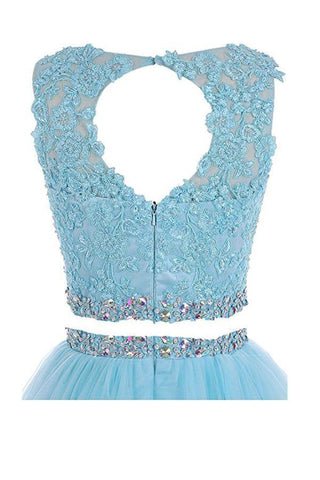 Two Pieces Prom Dresses Applique Short Homecoming Dresses PG036
