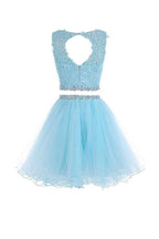 Two Pieces Prom Dresses Applique Short Homecoming Dresses PG036 by pgmdress