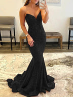 Ulissa| Red Mermaid Sweetheart Neck Sequins Long Prom Dresses by KissProm
