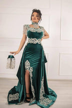 Unique Green Long Mermaid Velvet Prom Dresses with Slit by BIZTUNNEL
