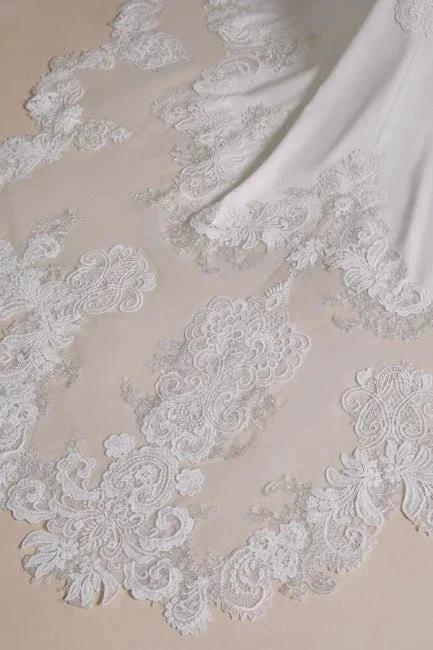 Unique Halter Sleeveless Mermaid Floor-Length Satin Wedding Dresses with Pattern by misshow.com
