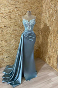 Unique Long Sweetheart Mermaid Prom Dress with Appliques Lace by BIZTUNNEL