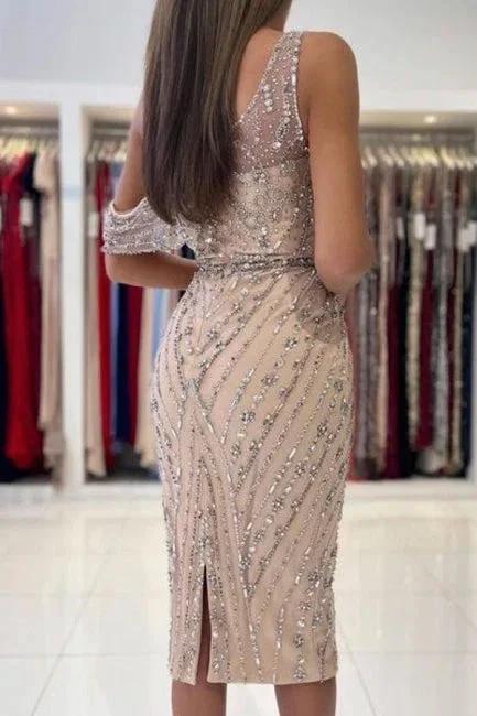 Unique One-shoulder Sleeveless Mermaid Satin Prom Dresses with Beading by misshow.com