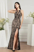 Unique V-Neck Sleeveless Mermaid Front-Split Tulle Prom Dresses with Appliques by misshow.com