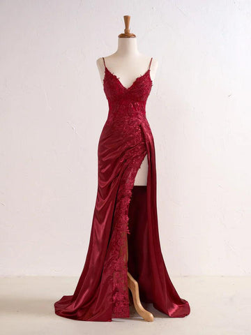 Vestido de fiesta negro tubo largo con apliques