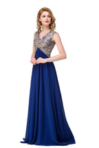 V-neck A-line Sweep-length Appliques Formal Dresses by misshow.com