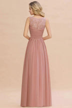 V-Neck Aline Ruffle Chiffon Bridesmaid Dress Sleeveless Floral Evening Swing Dress by misshow.com
