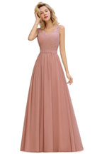 V-Neck Aline Ruffle Chiffon Bridesmaid Dress Sleeveless Floral Evening Swing Dress by misshow.com