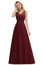 V-Neck Aline Ruffle Chiffon Bridesmaid Dress Sleeveless Floral Evening Swing Dress by misshow.com