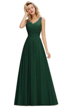 V-Neck Aline Ruffle Chiffon Bridesmaid Dress Sleeveless Floral Evening Swing Dress by misshow.com