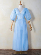 V-neck Maxi Length Tulle Prom Dress by Anne of Brittany