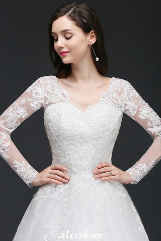 V-Ausschnitt Ballkleid Spitze Tüll Brautkleider