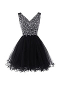 V-Neck Graduation Homecoming Dresses Beaded Tulle PG044 by pgmdress