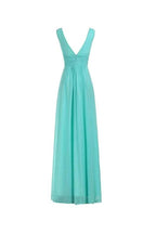 V-Neck Ruched Waist Long Prom Evening Gown Bridesmaid Dress BD006 by pgmdress